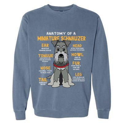 Miniature Schnauzer Anatomy Funny Dog Mum Dad Gift Garment-Dyed Sweatshirt