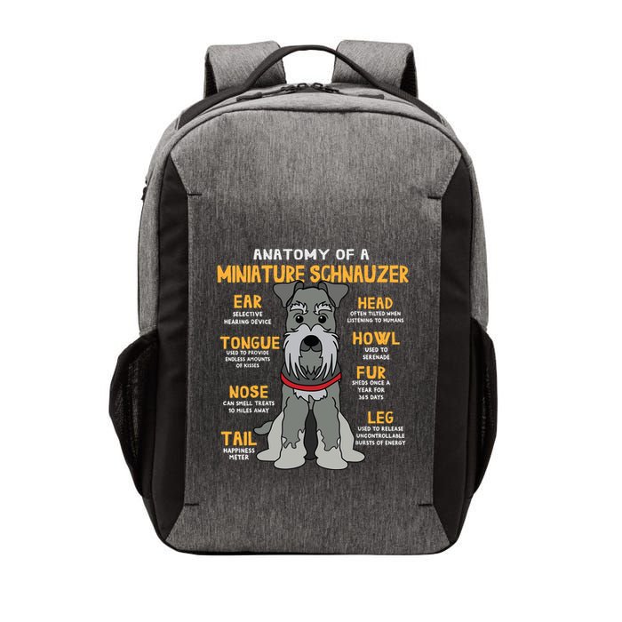 Miniature Schnauzer Anatomy Funny Dog Mum Dad Gift Vector Backpack