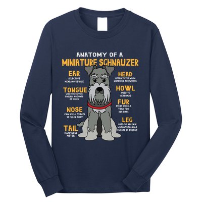 Miniature Schnauzer Anatomy Funny Dog Mum Dad Gift Long Sleeve Shirt
