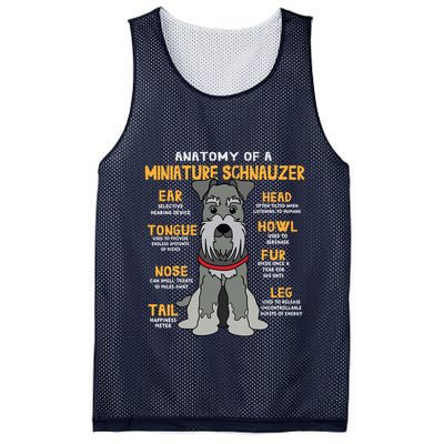 Miniature Schnauzer Anatomy Funny Dog Mum Dad Gift Mesh Reversible Basketball Jersey Tank