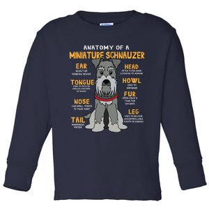 Miniature Schnauzer Anatomy Funny Dog Mum Dad Gift Toddler Long Sleeve Shirt