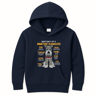 Miniature Schnauzer Anatomy Funny Dog Mum Dad Gift Kids Hoodie