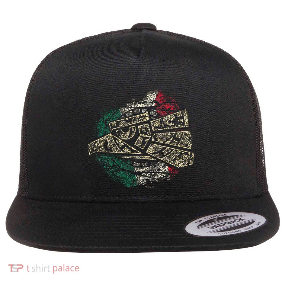 Mexico Sacred Aztec Calendar Mexican Eagle Archeological Flatbill Hat