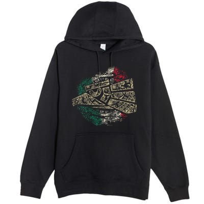 Mexico Sacred Aztec Calendar Mexican Eagle Archeological Premium Pullover Hoodie