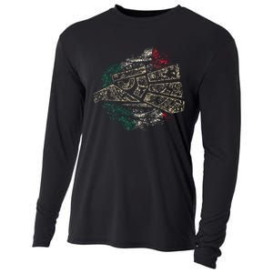 Mexico Sacred Aztec Calendar Mexican Eagle Archeological Cooling Performance Long Sleeve Crew