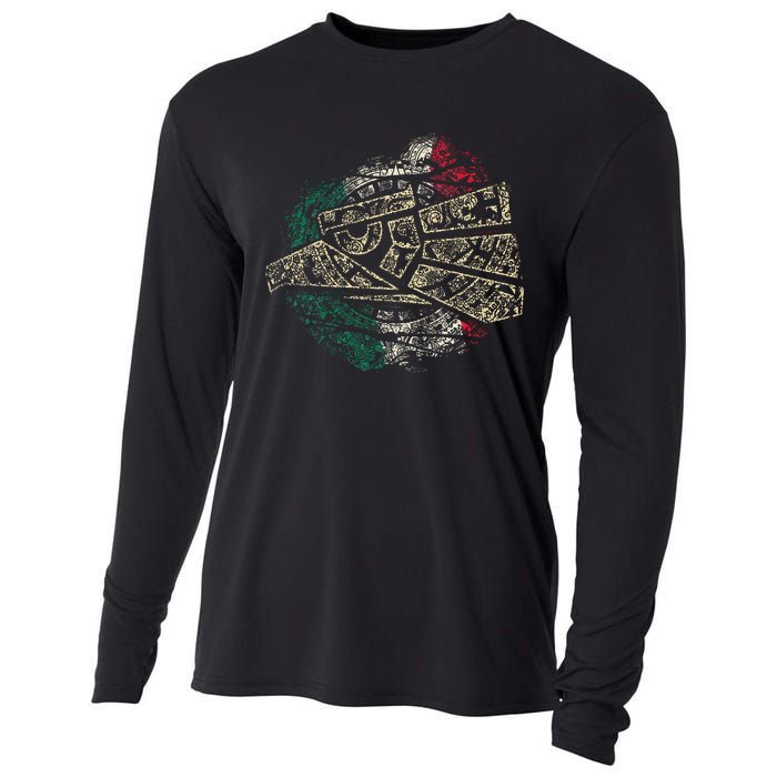 Mexico Sacred Aztec Calendar Mexican Eagle Archeological Cooling Performance Long Sleeve Crew