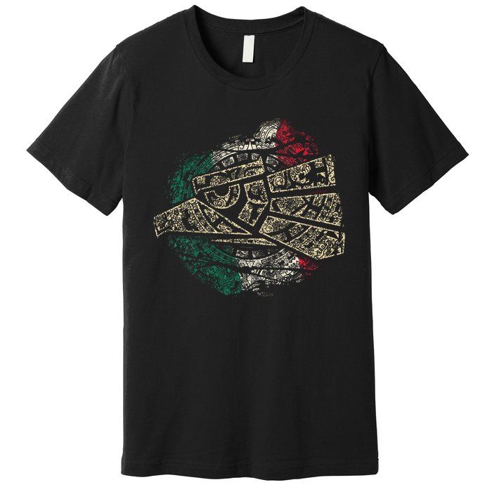 Mexico Sacred Aztec Calendar Mexican Eagle Archeological Premium T-Shirt