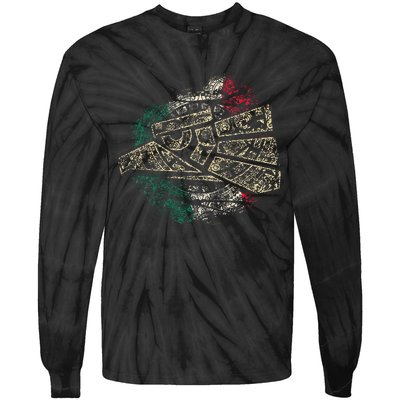 Mexico Sacred Aztec Calendar Mexican Eagle Archeological Tie-Dye Long Sleeve Shirt