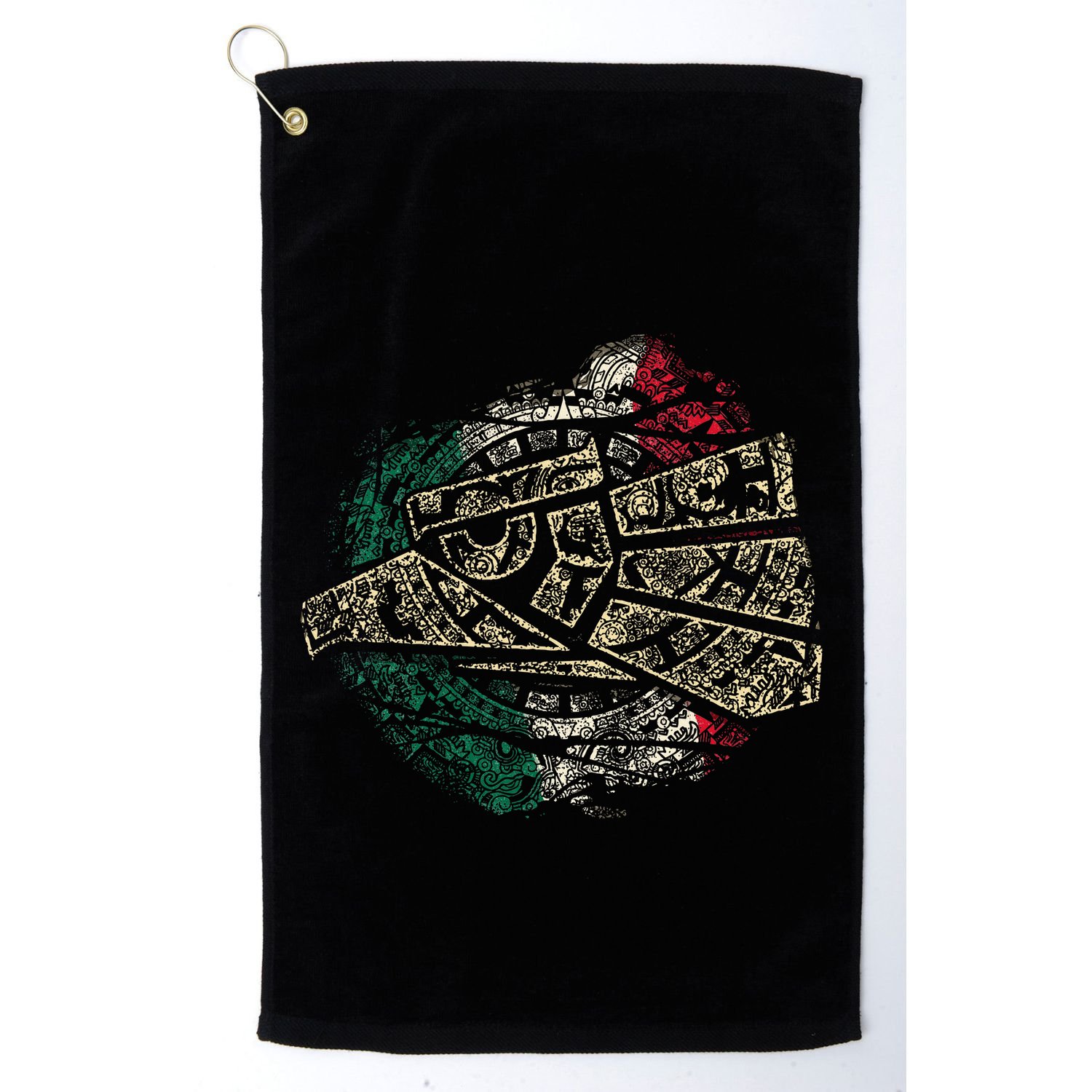 Mexico Sacred Aztec Calendar Mexican Eagle Archeological Golf Towel