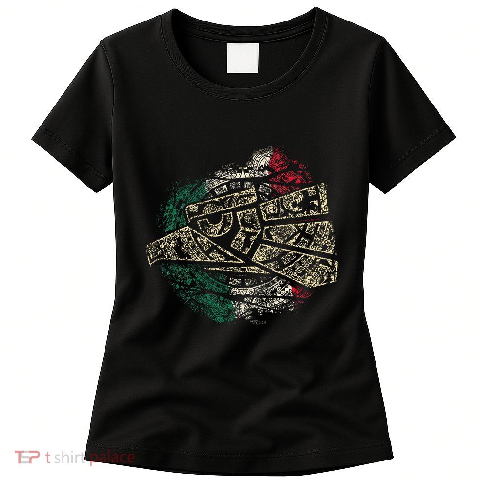 Mexico Sacred Aztec Calendar Mexican Eagle Archeological Womens T-Shirt