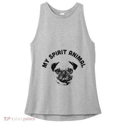 My Spirit Animal Pug Funny Dog Mom And Dog Dad Ladies PosiCharge Tri-Blend Wicking Tank