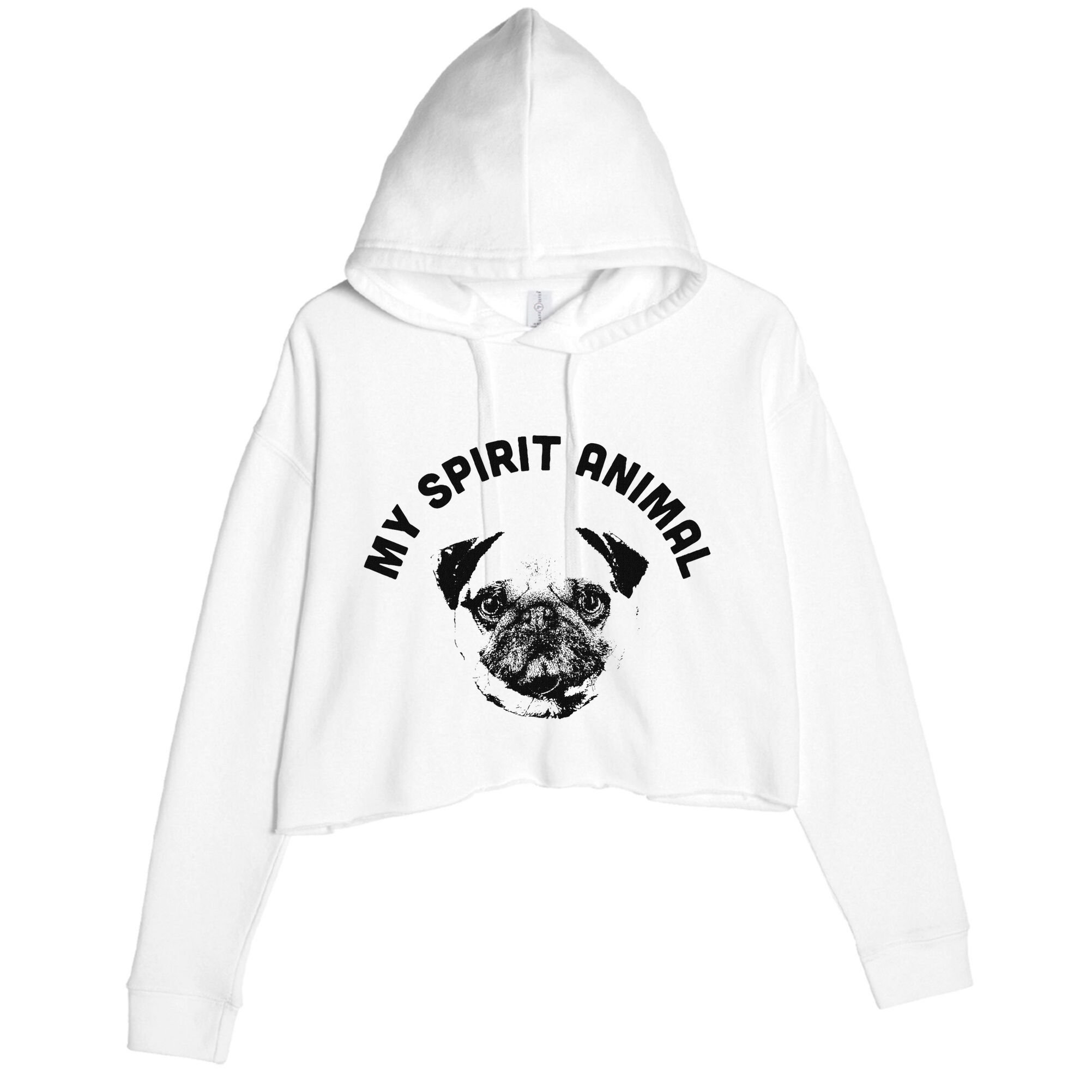 My Spirit Animal Pug Funny Dog Mom And Dog Dad Crop Fleece Hoodie