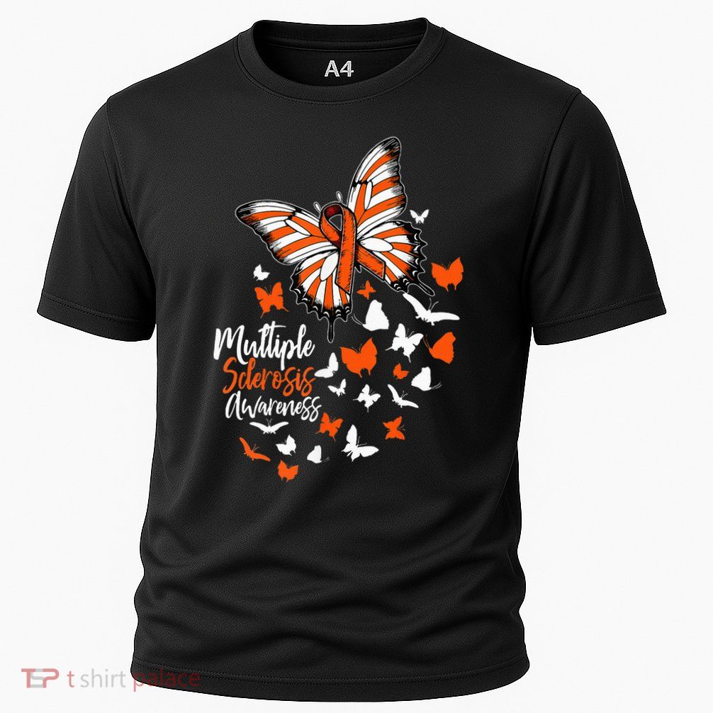 Multiple Sclerosis Awareness Butterfly Orange Ribbon  Performance Shirt