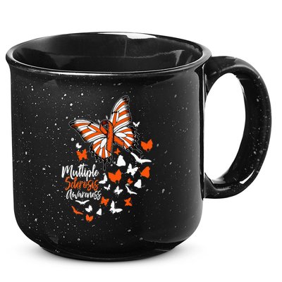 Multiple Sclerosis Awareness Butterfly Orange Ribbon  15oz Campfire Ceramic Mug