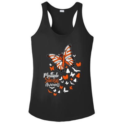 Multiple Sclerosis Awareness Butterfly Orange Ribbon  Ladies PosiCharge Competitor Racerback Tank