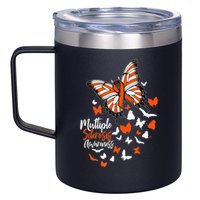 Multiple Sclerosis Awareness Butterfly Orange Ribbon  12oz Stainless Steel Coffee Mug
