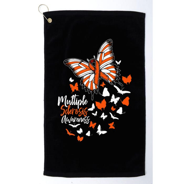 Multiple Sclerosis Awareness Butterfly Orange Ribbon  Golf Towel