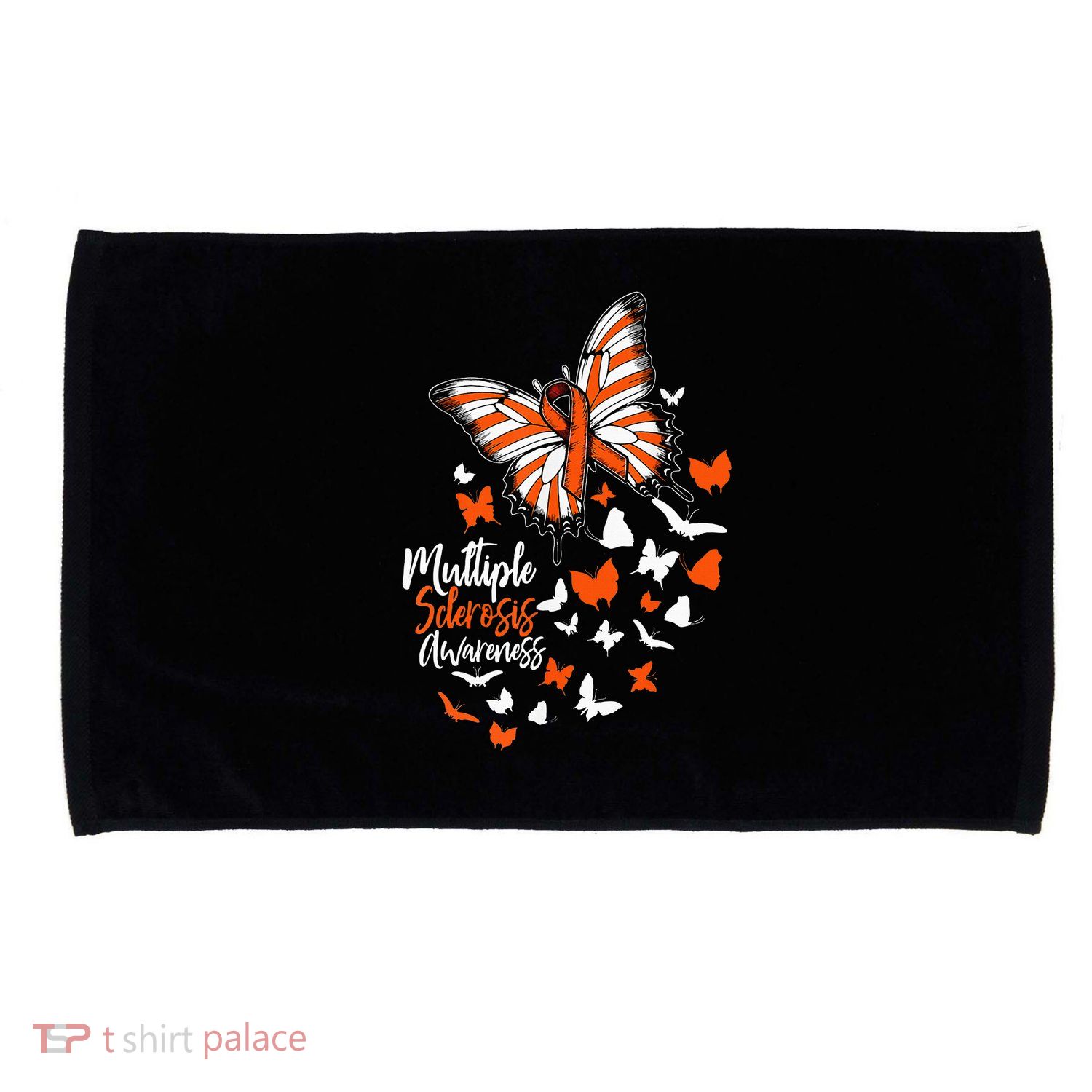 Multiple Sclerosis Awareness Butterfly Orange Ribbon  Microfiber Hand Towel