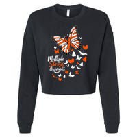 Multiple Sclerosis Awareness Butterfly Orange Ribbon  Cropped Pullover Crew