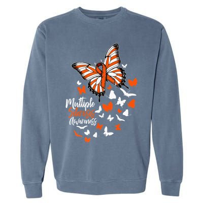Multiple Sclerosis Awareness Butterfly Orange Ribbon  Garment-Dyed Sweatshirt