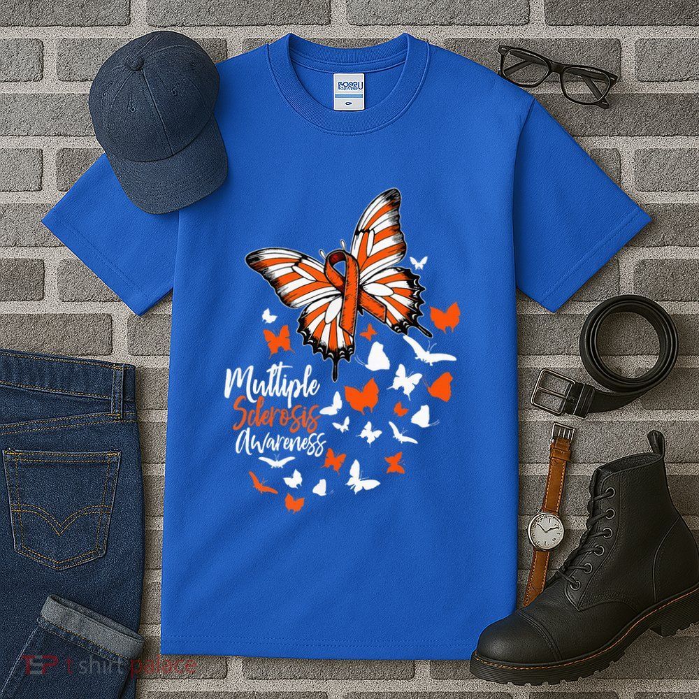 Multiple Sclerosis Awareness Butterfly Orange Ribbon  Tall T-Shirt