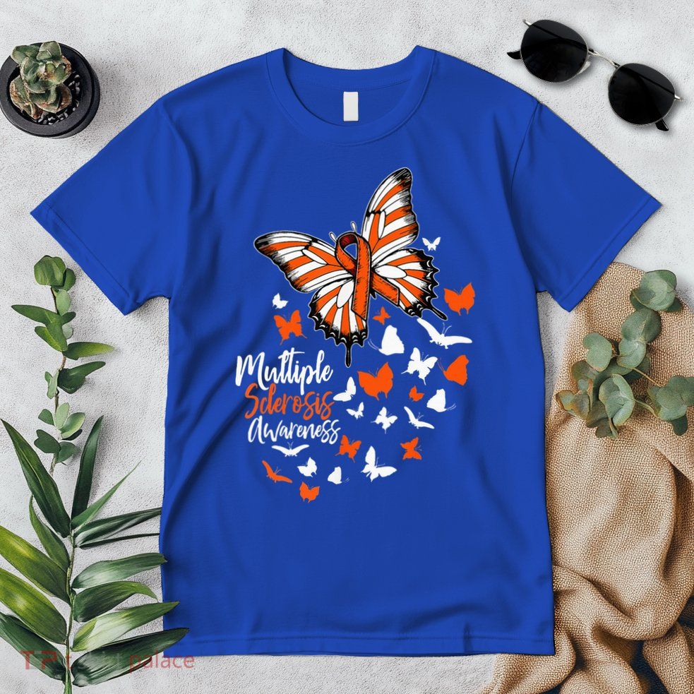 Multiple Sclerosis Awareness Butterfly Orange Ribbon  Premium T-Shirt