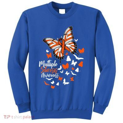 Multiple Sclerosis Awareness Butterfly Orange Ribbon  Tall Sweatshirt