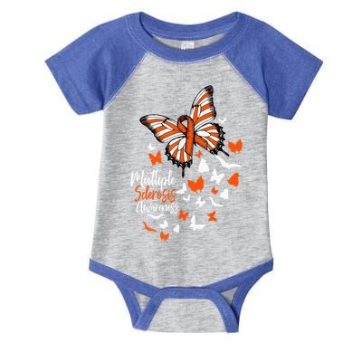 Multiple Sclerosis Awareness Butterfly Orange Ribbon  Infant Baby Jersey Bodysuit