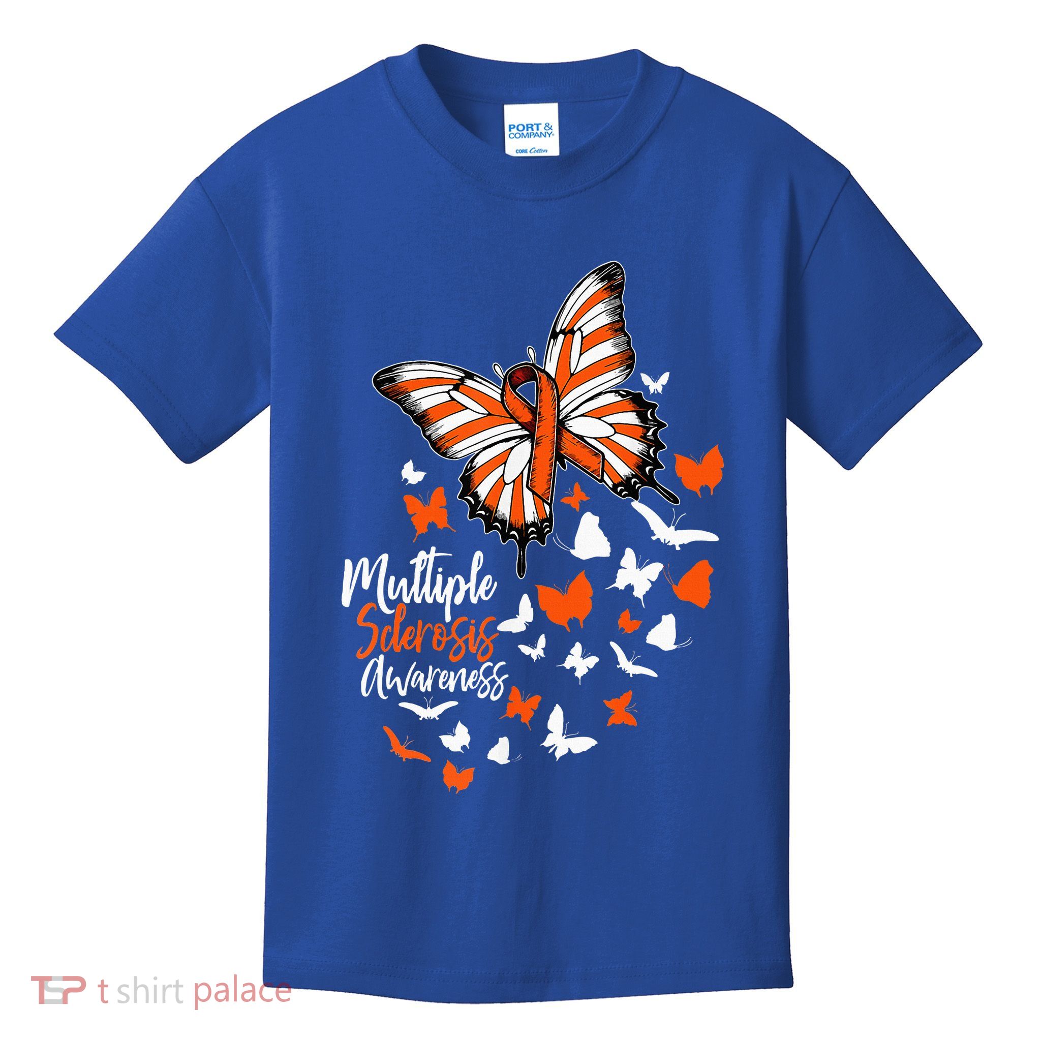 Multiple Sclerosis Awareness Butterfly Orange Ribbon  Kids T-Shirt