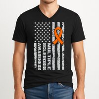 Multiple Sclerosis Awareness MS V-Neck T-Shirt