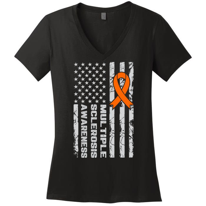 Multiple Sclerosis Awareness MS Women's V-Neck T-Shirt