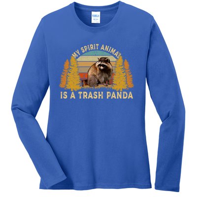 My Spirit Animal Is A Trash Panda Raccoon Vintage Gift Ladies Long Sleeve Shirt