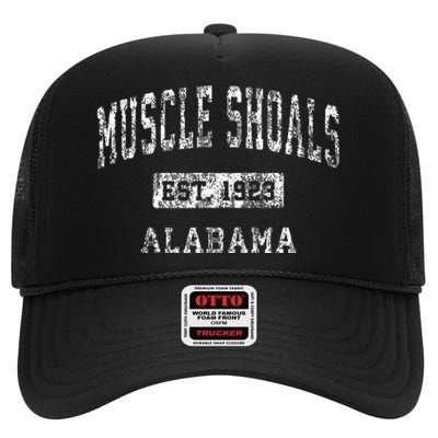 Muscle Shoals Alabama Al Vintage Established Sports High Crown Mesh Back Trucker Hat