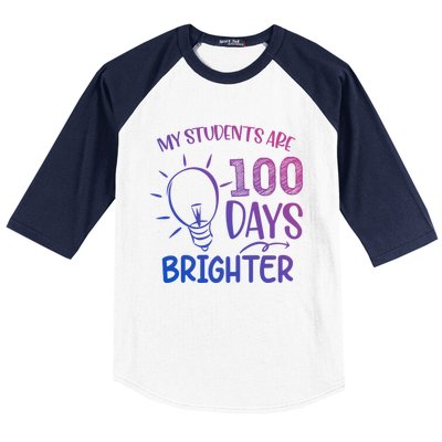 My Students Are 100 Days Brighter 100th Day School Teacher Great Gift Baseball Sleeve Shirt