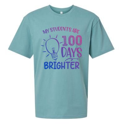 My Students Are 100 Days Brighter 100th Day School Teacher Great Gift Sueded Cloud Jersey T-Shirt