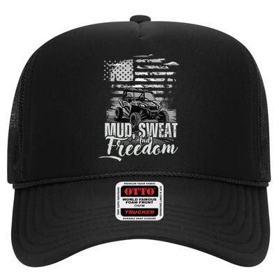 Mud Sweat And Freedom Patriotic American Offroad Sxs Utv High Crown Mesh Back Trucker Hat