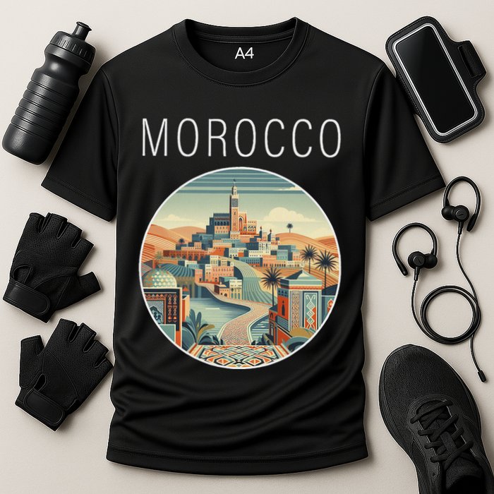 Morocco Scenery Art Deco Cooling Performance Crew T-Shirt