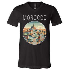 Morocco Scenery Art Deco V-Neck T-Shirt