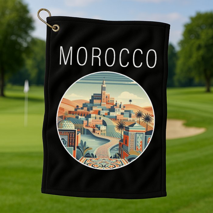 Morocco Scenery Art Deco Golf Towel