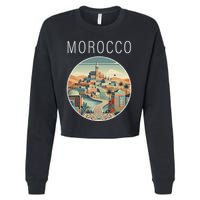 Morocco Scenery Art Deco Cropped Pullover Crew