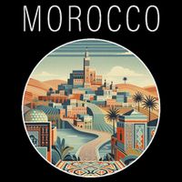 Morocco Scenery Art Deco Cropped Pullover Crew