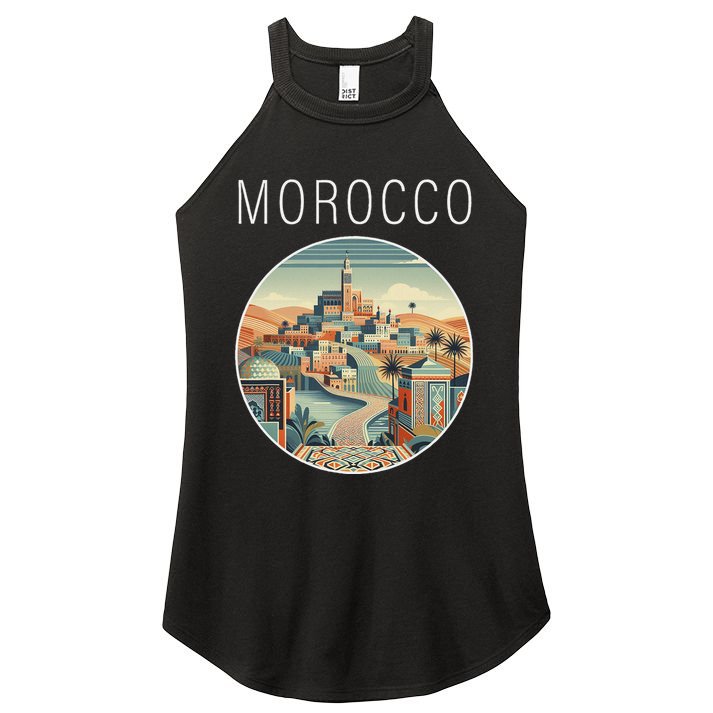 Morocco Scenery Art Deco Women's Perfect Tri Rocker Tank