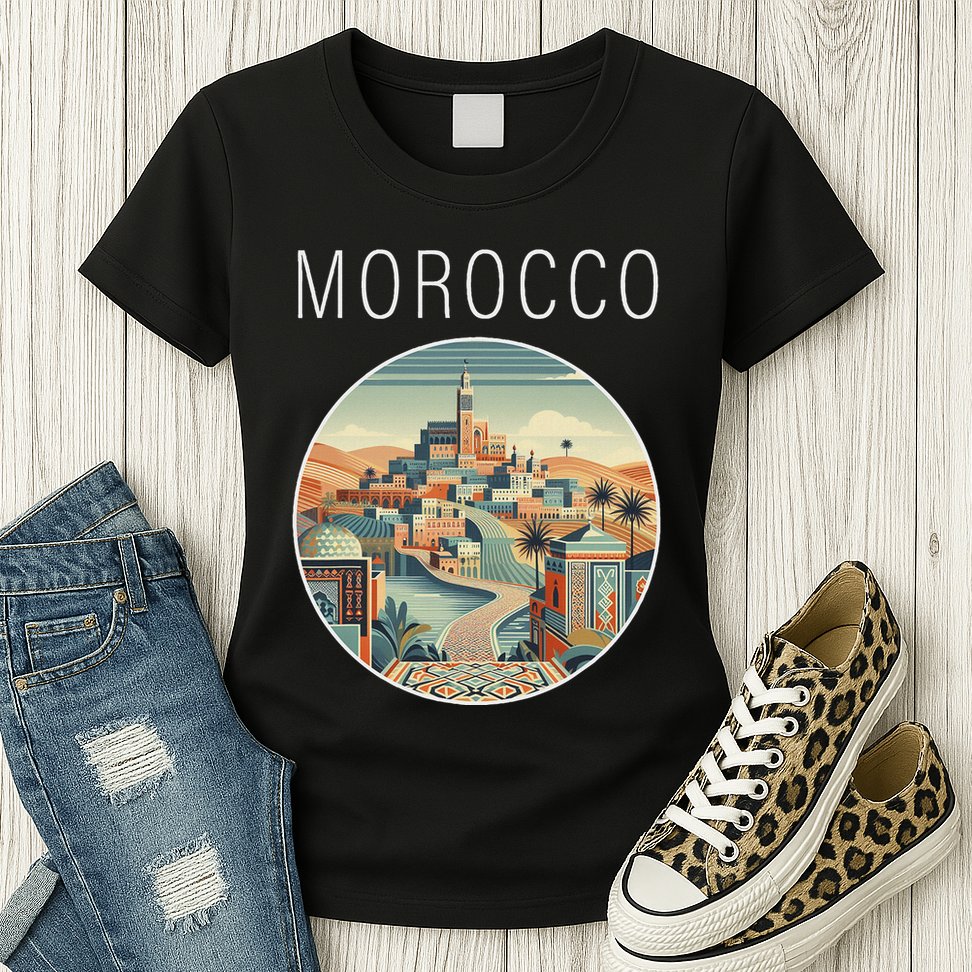 Morocco Scenery Art Deco Womens T-Shirt