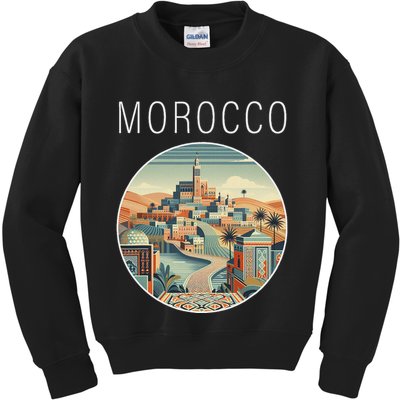 Morocco Scenery Art Deco Kids Sweatshirt