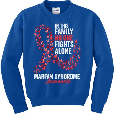 Marfan Syndrome Awareness Month Butterflies Red Ribbon Gift Kids Sweatshirt