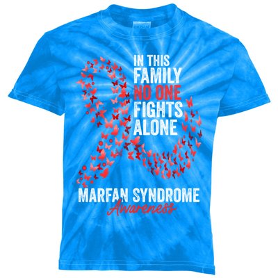 Marfan Syndrome Awareness Month Butterflies Red Ribbon Gift Kids Tie-Dye T-Shirt