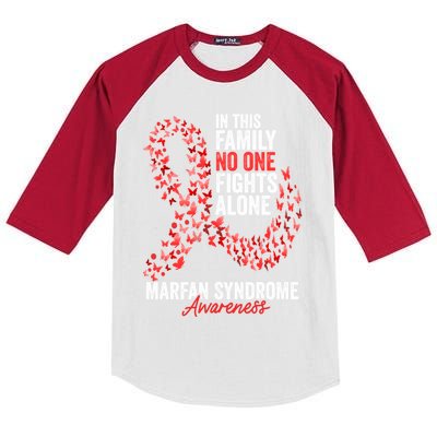 Marfan Syndrome Awareness Month Butterflies Red Ribbon Gift Kids Colorblock Raglan Jersey