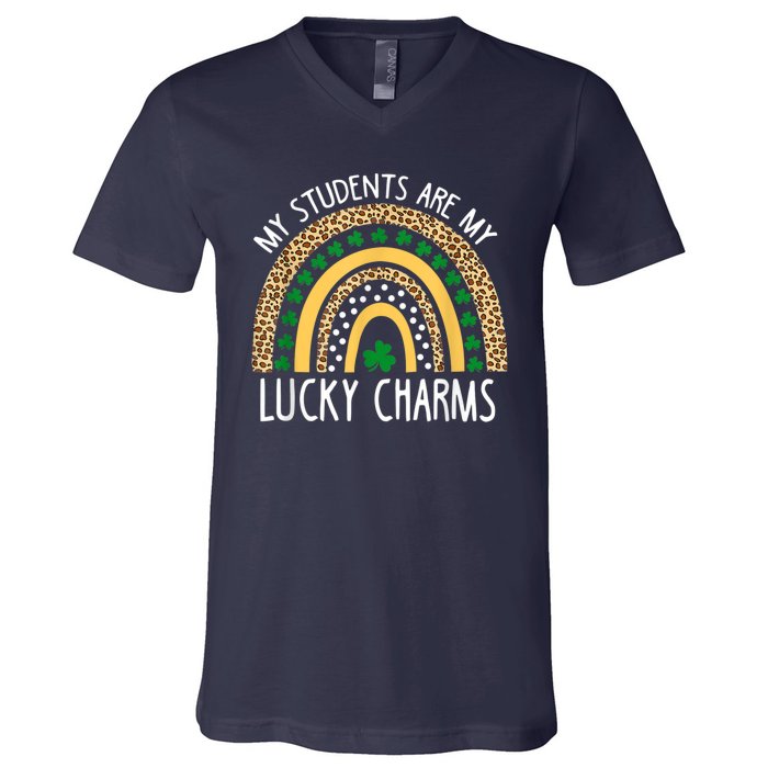 My Students Are My Lucky Charms Funny St Patricks Day V-Neck T-Shirt