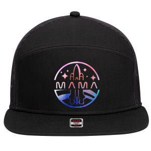 Mama Space Astronaut Rocket Birthday Party 7 Panel Mesh Trucker Snapback Hat