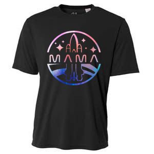 Mama Space Astronaut Rocket Birthday Party Cooling Performance Crew T-Shirt